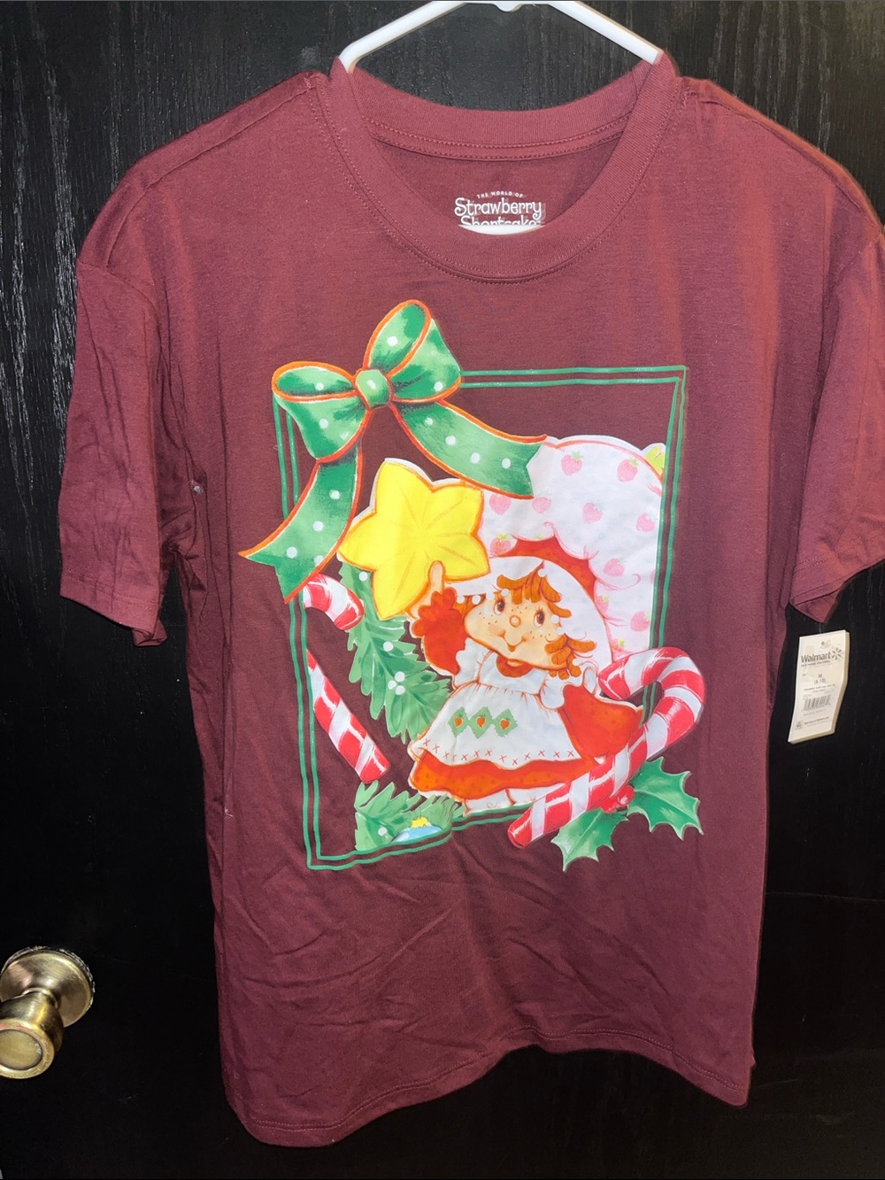Strawberry Shortcake Girls' Maroon Holiday Graphic Tee